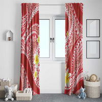 Plumeria Polynesian Coral Glitter Pattern Window Curtain LT01 - Polynesian Pride