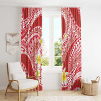 Plumeria Polynesian Coral Glitter Pattern Window Curtain LT01 - Polynesian Pride