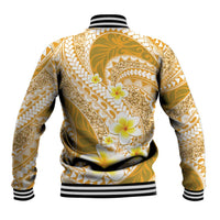 Plumeria Polynesian Gold Glitter Pattern Baseball Jacket LT01 - Polynesian Pride