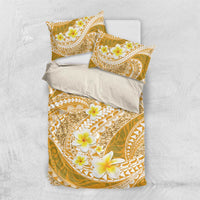 Plumeria Polynesian Gold Glitter Pattern Bedding Set