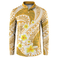 Plumeria Polynesian Gold Glitter Pattern Button Sweatshirt LT01 Gold - Polynesian Pride