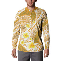 Plumeria Polynesian Gold Glitter Pattern Button Sweatshirt LT01 - Polynesian Pride