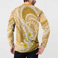 Plumeria Polynesian Gold Glitter Pattern Button Sweatshirt LT01 - Polynesian Pride