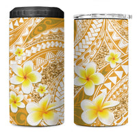 Plumeria Polynesian Gold Glitter Pattern 4 in 1 Can Cooler Tumbler LT01 One Size: 16 oz Gold - Polynesian Pride
