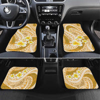 Plumeria Polynesian Gold Glitter Pattern Car Mats LT01 Set 4pcs Gold - Polynesian Pride