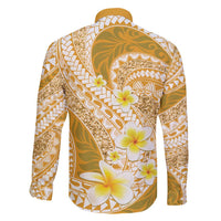 Plumeria Polynesian Gold Glitter Pattern Family Matching Puletasi and Hawaiian Shirt LT01 - Polynesian Pride