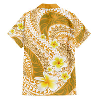 Plumeria Polynesian Gold Glitter Pattern Family Matching Tank Maxi Dress and Hawaiian Shirt LT01 - Polynesian Pride