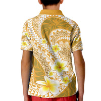 Plumeria Polynesian Gold Glitter Pattern Kid Polo Shirt