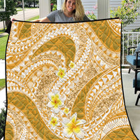 Plumeria Polynesian Gold Glitter Pattern Quilt