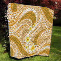 Plumeria Polynesian Gold Glitter Pattern Quilt