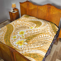 Plumeria Polynesian Gold Glitter Pattern Quilt