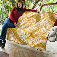 Plumeria Polynesian Gold Glitter Pattern Quilt