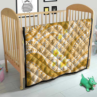 Plumeria Polynesian Gold Glitter Pattern Quilt