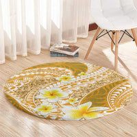Plumeria Polynesian Gold Glitter Pattern Round Carpet