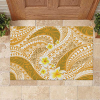 Plumeria Polynesian Gold Glitter Pattern Rubber Doormat LT01 Gold - Polynesian Pride
