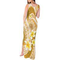 Plumeria Polynesian Gold Glitter Pattern Tank Maxi Dress LT01 - Polynesian Pride