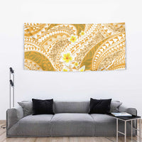 Plumeria Polynesian Gold Glitter Pattern Tapestry
