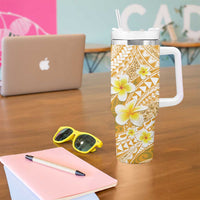 Plumeria Polynesian Gold Glitter Pattern Tumbler With Handle LT01 - Polynesian Pride