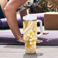 Plumeria Polynesian Gold Glitter Pattern Tumbler With Handle LT01 - Polynesian Pride