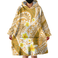 Plumeria Polynesian Gold Glitter Pattern Wearable Blanket Hoodie LT01 - Polynesian Pride