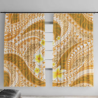 Plumeria Polynesian Gold Glitter Pattern Window Curtain LT01 With Hooks Gold - Polynesian Pride