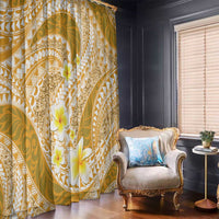 Plumeria Polynesian Gold Glitter Pattern Window Curtain LT01 - Polynesian Pride