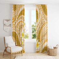 Plumeria Polynesian Gold Glitter Pattern Window Curtain LT01 - Polynesian Pride
