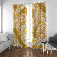 Plumeria Polynesian Gold Glitter Pattern Window Curtain LT01 With Grommets Gold - Polynesian Pride