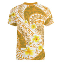 Plumeria Polynesian Gold Glitter Pattern Women V-Neck T-Shirt LT01 - Polynesian Pride
