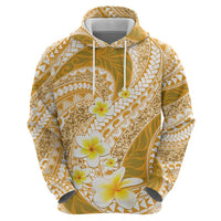 Plumeria Polynesian Gold Glitter Pattern Zip Hoodie