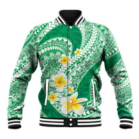Plumeria Polynesian Green Glitter Pattern Baseball Jacket LT01 Unisex Green - Polynesian Pride