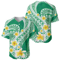 Plumeria Polynesian Green Glitter Pattern Baseball Jersey