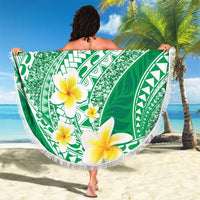 Plumeria Polynesian Green Glitter Pattern Beach Blanket LT01 - Polynesian Pride