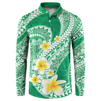 Plumeria Polynesian Green Glitter Pattern Button Sweatshirt LT01 Green - Polynesian Pride