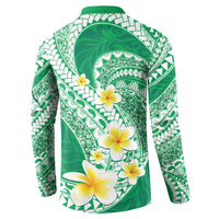 Plumeria Polynesian Green Glitter Pattern Button Sweatshirt LT01 - Polynesian Pride