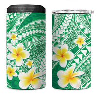 Plumeria Polynesian Green Glitter Pattern 4 in 1 Can Cooler Tumbler LT01 One Size: 16 oz Green - Polynesian Pride