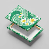 Plumeria Polynesian Green Glitter Pattern Canvas Wall Art LT01 - Polynesian Pride