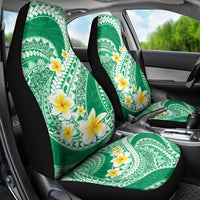 Plumeria Polynesian Green Glitter Pattern Car Seat Cover