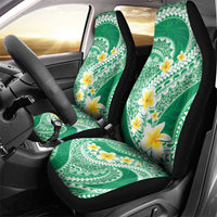 Plumeria Polynesian Green Glitter Pattern Car Seat Cover