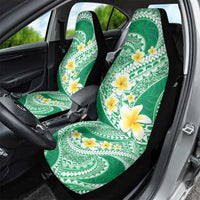 Plumeria Polynesian Green Glitter Pattern Car Seat Cover