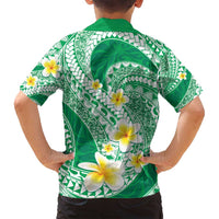 Plumeria Polynesian Green Glitter Pattern Family Matching Puletasi and Hawaiian Shirt LT01 - Polynesian Pride