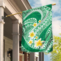 Plumeria Polynesian Green Glitter Pattern Garden Flag LT01 House Flag Green - Polynesian Pride