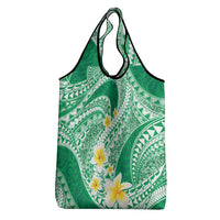 Plumeria Polynesian Green Glitter Pattern Grocery Bag LT01 - Polynesian Pride
