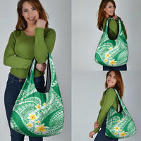 Plumeria Polynesian Green Glitter Pattern Grocery Bag LT01 - Polynesian Pride