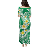 Plumeria Polynesian Green Glitter Pattern Puletasi LT01 - Polynesian Pride