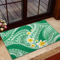 Plumeria Polynesian Green Glitter Pattern Rubber Doormat LT01 - Polynesian Pride