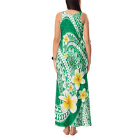 Plumeria Polynesian Green Glitter Pattern Tank Maxi Dress LT01 - Polynesian Pride