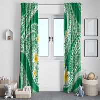 Plumeria Polynesian Green Glitter Pattern Window Curtain LT01 - Polynesian Pride