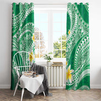 Plumeria Polynesian Green Glitter Pattern Window Curtain LT01 - Polynesian Pride