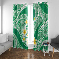 Plumeria Polynesian Green Glitter Pattern Window Curtain LT01 With Grommets Green - Polynesian Pride